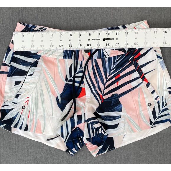 Athleta Board Shorts Women 2 Pink Palm Leaf Print Swim Zip Pockets‎ Athleisure - Picture 7 of 11